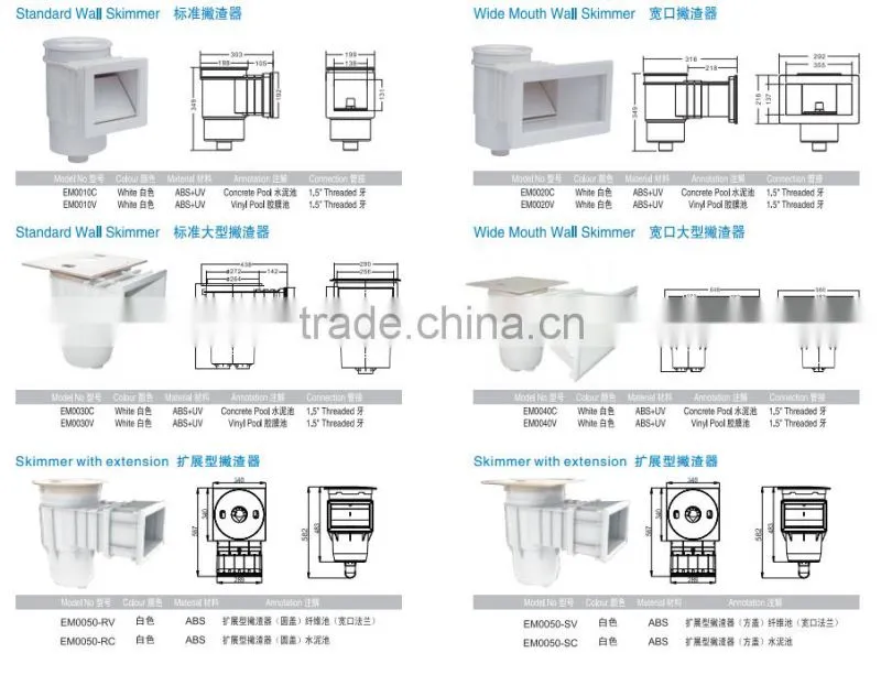 China factory high quality swimming pool cleaning equipment / Swimming pool skimmer