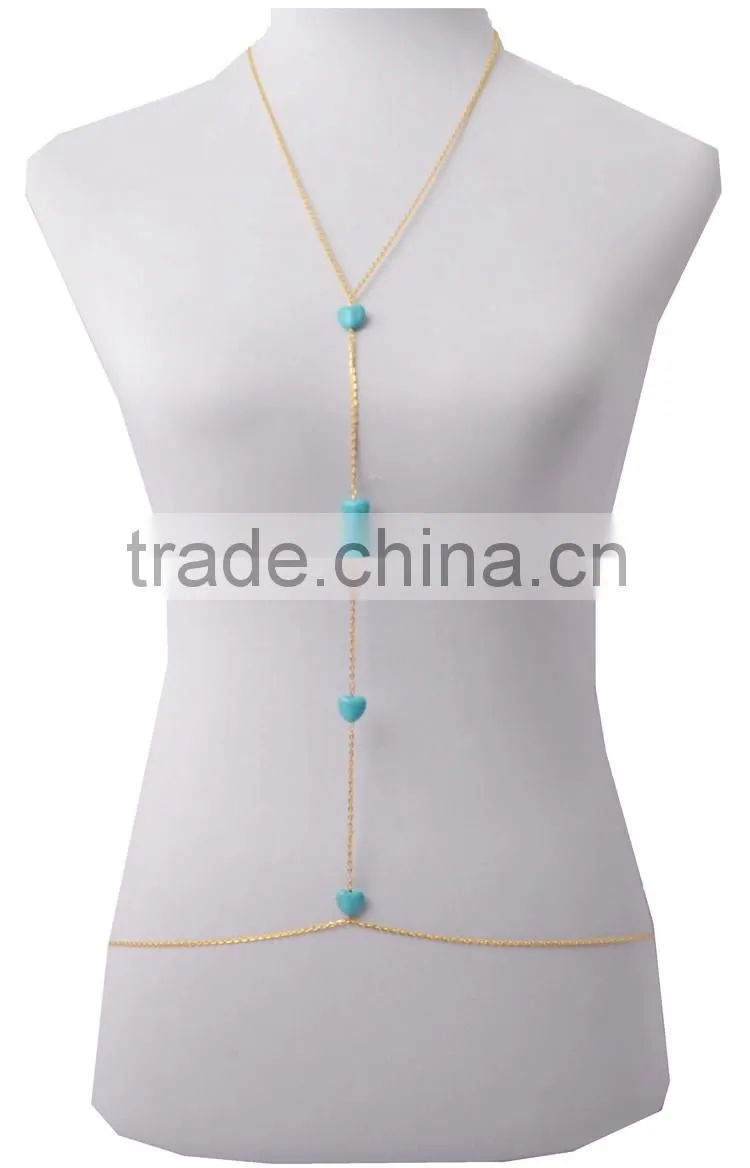 Simple heart turquoise sexy waist chain