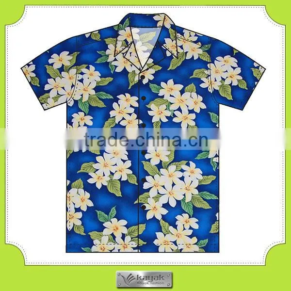 custom-made fashion printed cotton men's aloha shirt