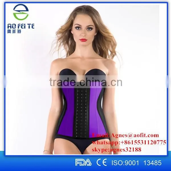 Aofeite Factory Women Latex Rubber Waist Training Cincher Underbust Corset Body Shaper Shapewear