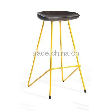 2016 Hot sale modern design replica furniture wooden seat metal legs bar stool high chair supplier for sale