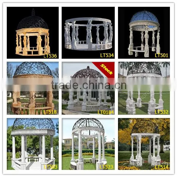 Stone Garden Pavilion Gazebo with Lady Statues