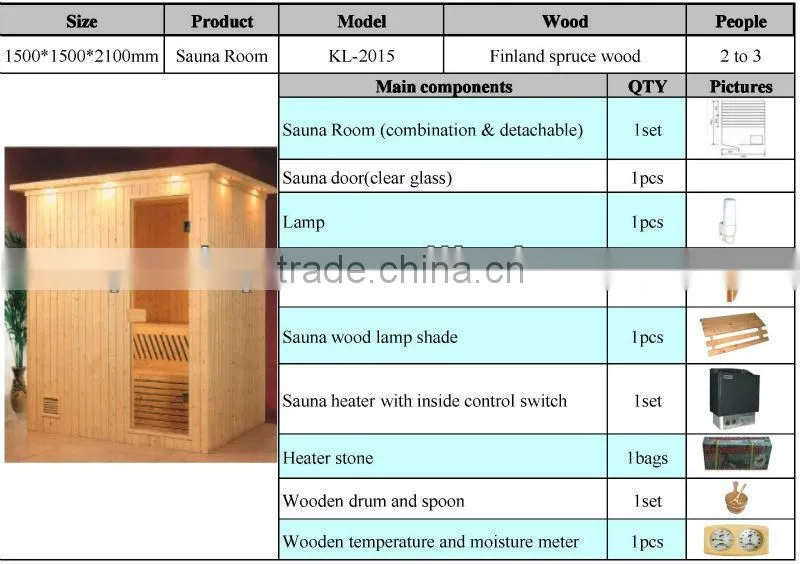 2015 newest real wood dry sauna room