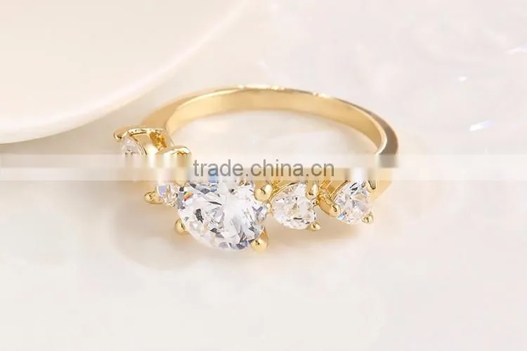 Hot sale 18K real gold plated ring fashion new crystal rings wedding