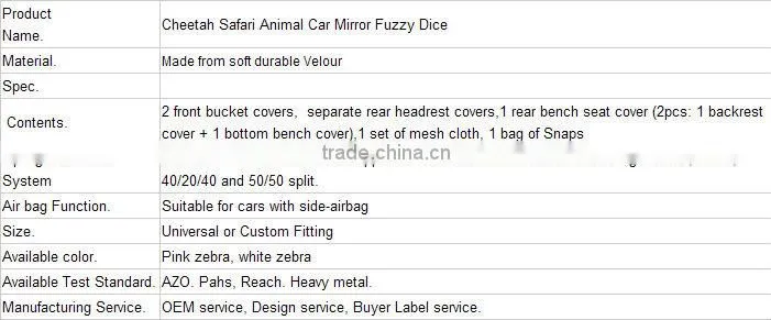 Purple Cheetah Irregular Safari Animal Car Mirror Fuzzy Dice