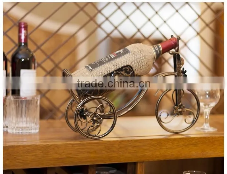 Decoration standing iron single red wine bottle display holder/ stand /rack for decoration display