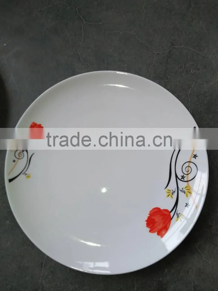 10.5inch ceramic moon shaped plate with flower design for Cameroon