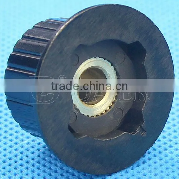 guitar bakelite set screw knob black with white point