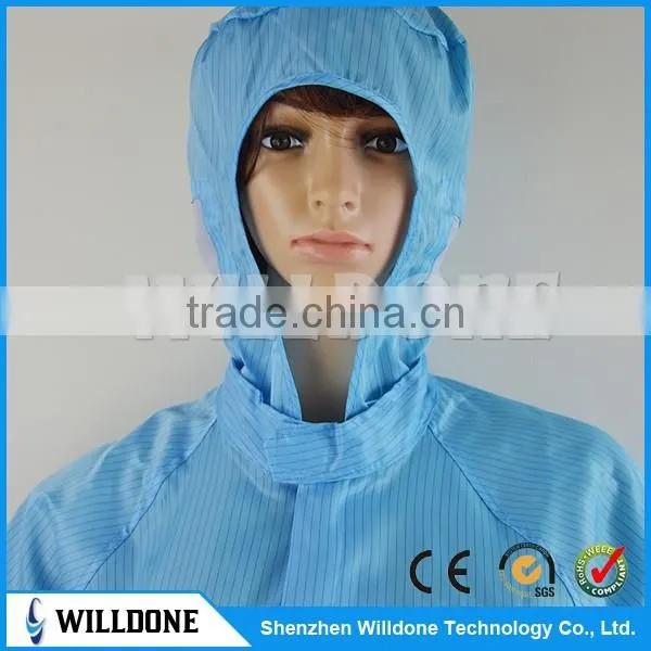 2017 Cleanroom ESD Antistatic Clothes Coverall with cap