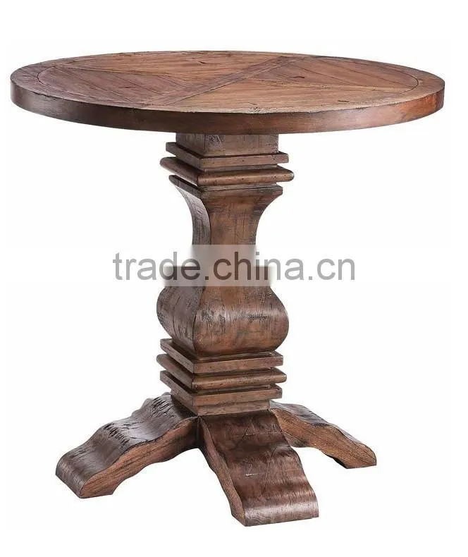 Spanish countryside style wooden round antique finishing living room side table