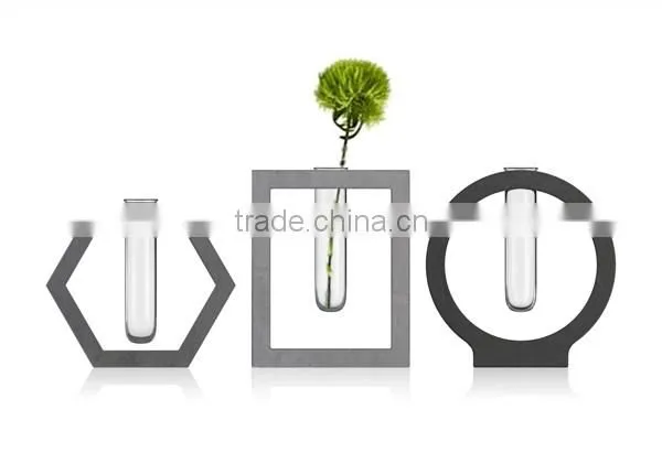 Home decor glass tube concrete or cement garden flower pot