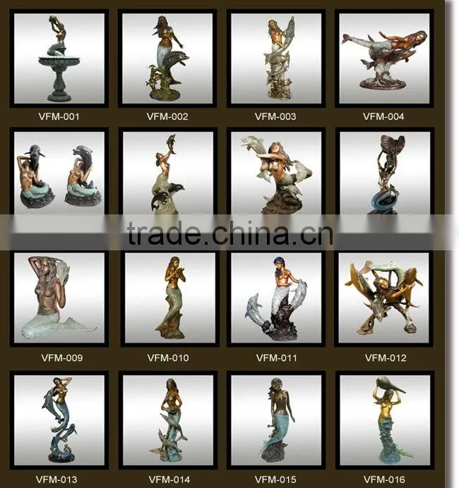 Cast bronze mermaid sculpture