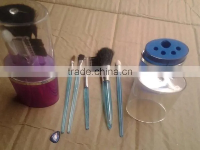 plastic case package travel makeup brushes cheap cosmetic 5pcs make up tools factory