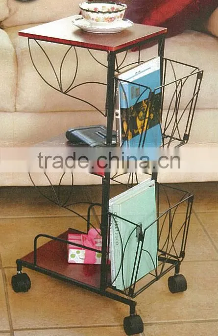 Multi-Function 3 tiers Removable sofa side table Rolling magazine table