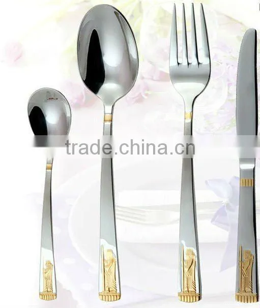Golden plated SS430 material silver spoon knife and forkwith high quality and elegant design