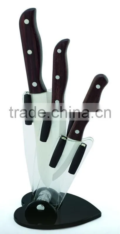 wood handle ceramic knife set