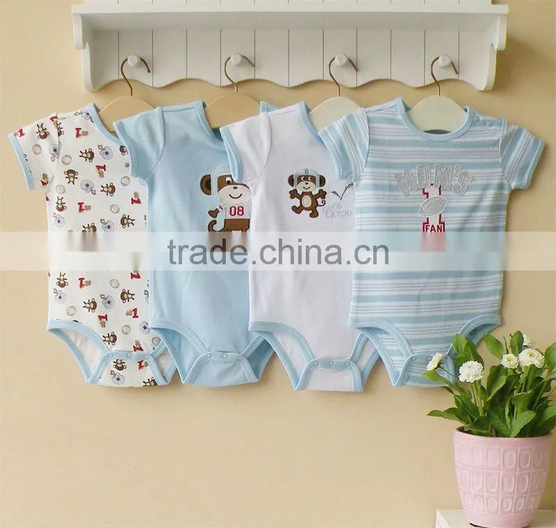 mom and baby 2012 summer baby clothing 100% cotton embroider short sleeve bodysuit