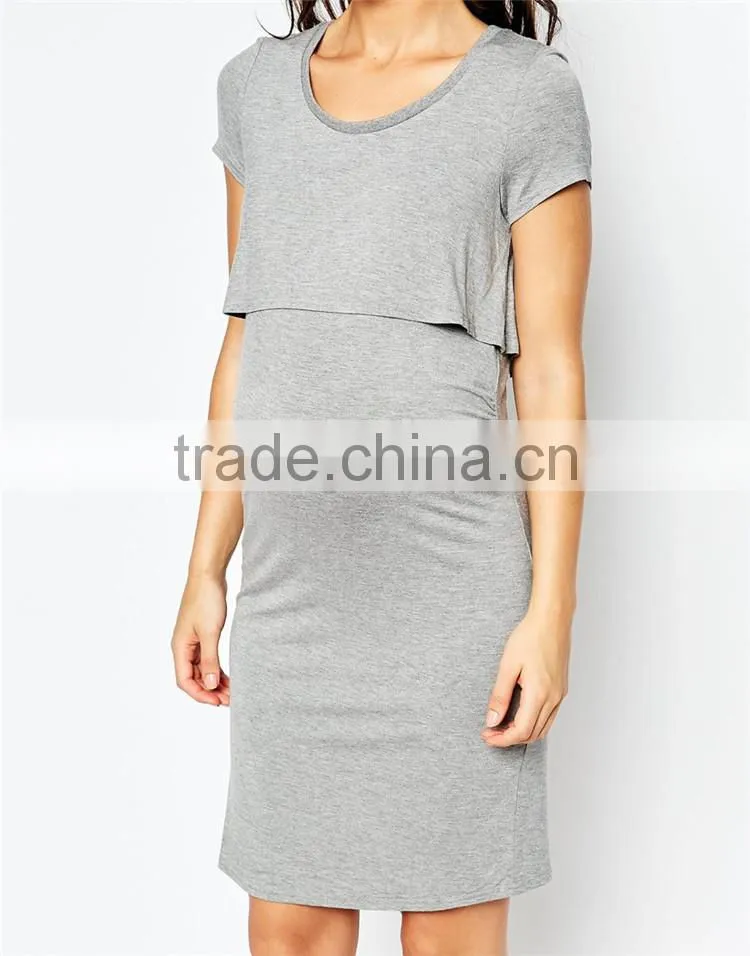 Double layer bodycon maternity wear dress wholesale plain maternity wear clothes