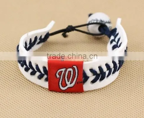 U.S. Major League Baseball leather braided bracelet, baseball sports leather bracelet,custom logo leather bracelet for promotion