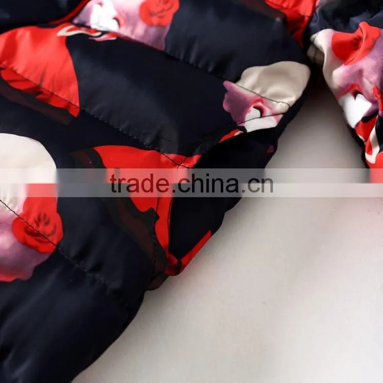 OEM new style fashion ultralight girl printing waterproof duck down feather jacket