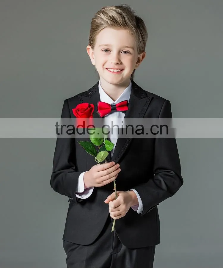 ELPA NXB0097 slim black fancy 3 piece designer kids boys suits