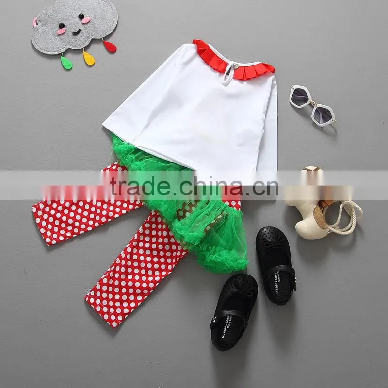 2015 Christmas Santa Cotton Little Girls Boutique Remake Clothing Sets