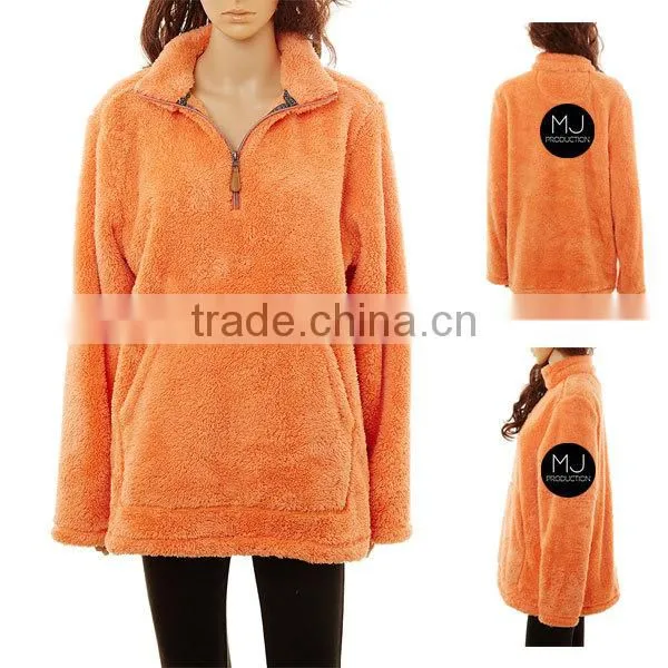 Girls Monogrammed Sherpa Quarter Zip Pullover