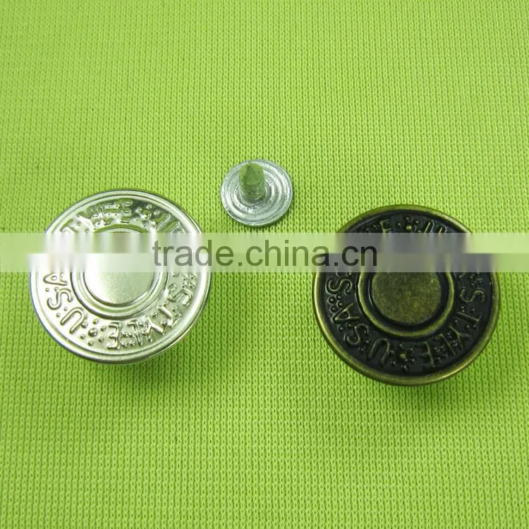 round square metal button jeans fabric button and Low MOQ