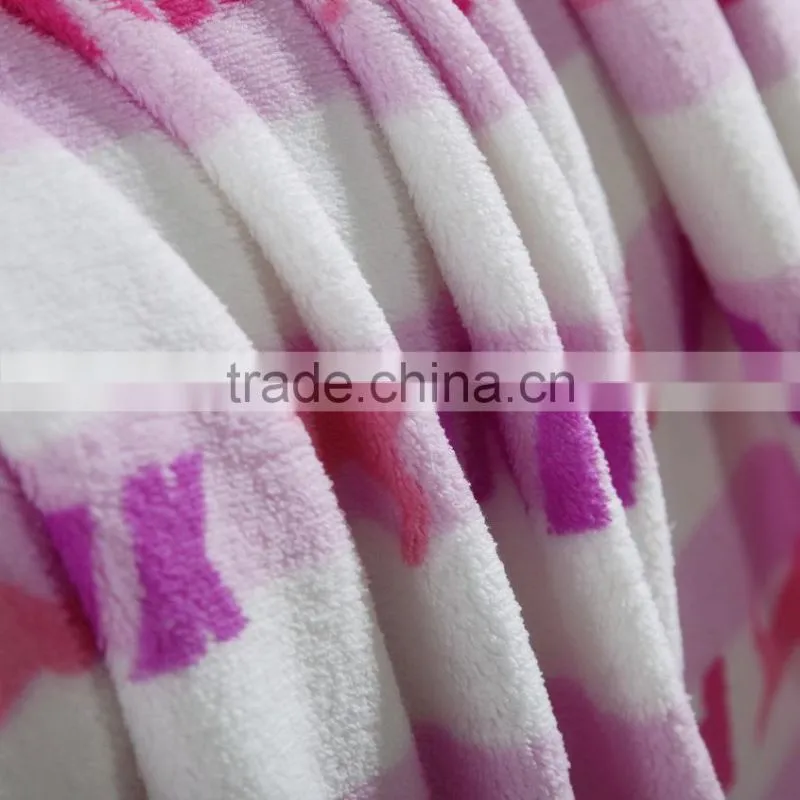 Pink Letter Throw Coral Fleece Blanket With Customer Print