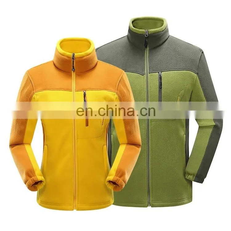 Non-hooded style winter polar fleece jackets for outdoor sporting