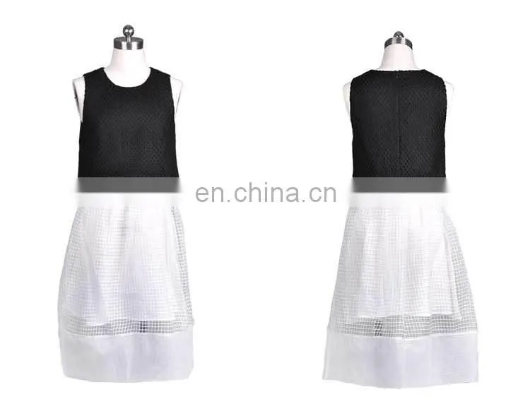 Two pieces style dress white skirt and black top