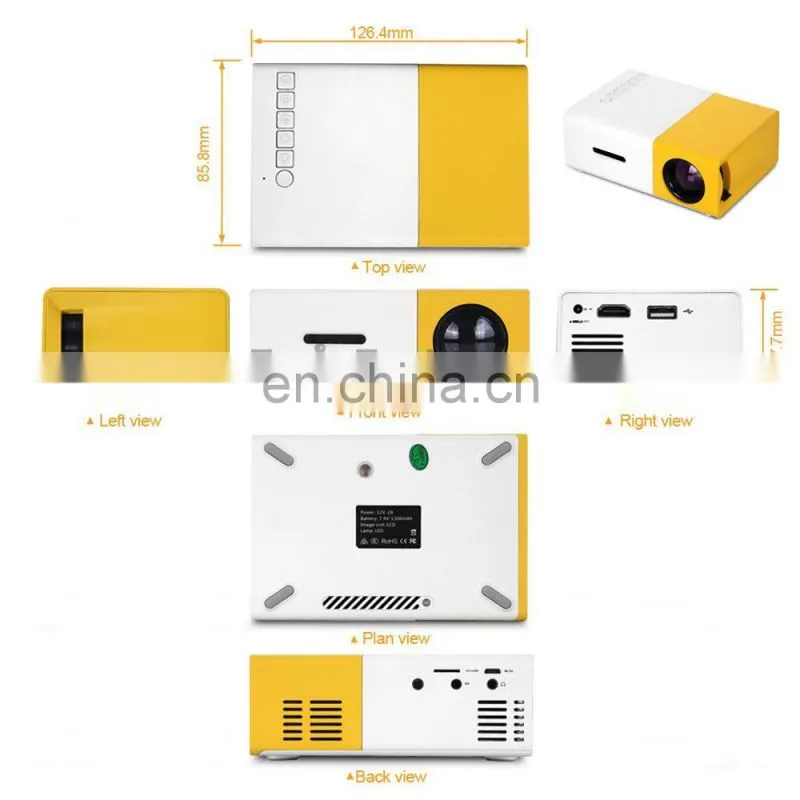 YG300 Built-in Battery Portable Mini Pocket Projector HD 1080P Mini Projector YG300 with TV Tuner Outdoor Home Cinema Theater