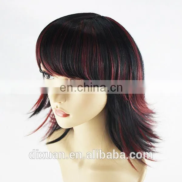 2014 hot sale mixed color short style synthetic wig with bangs