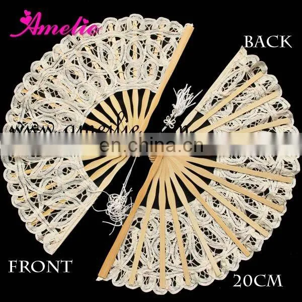 8 Inches Cotton Battenburg Lace Small Lace Fan Wedding Favors Gifts Fan