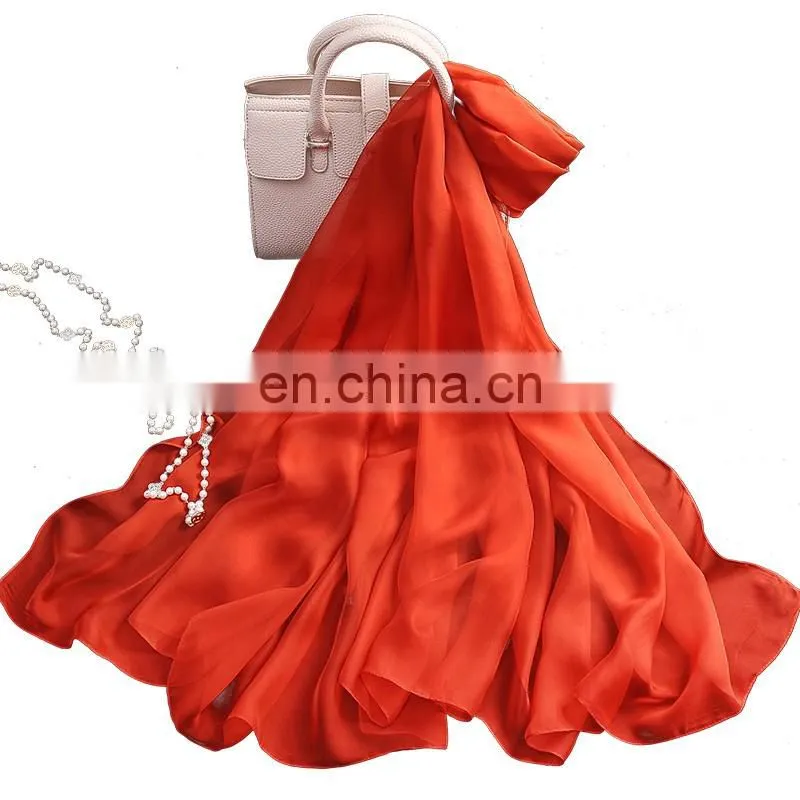 Promotional products pure silk scarf long scarf shawl orange cheap