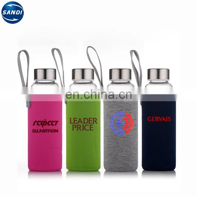 Promotional custom LOGO printed sports glass water bottle