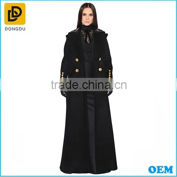 Black double breasted Maxi ladies wool long winter wool coats