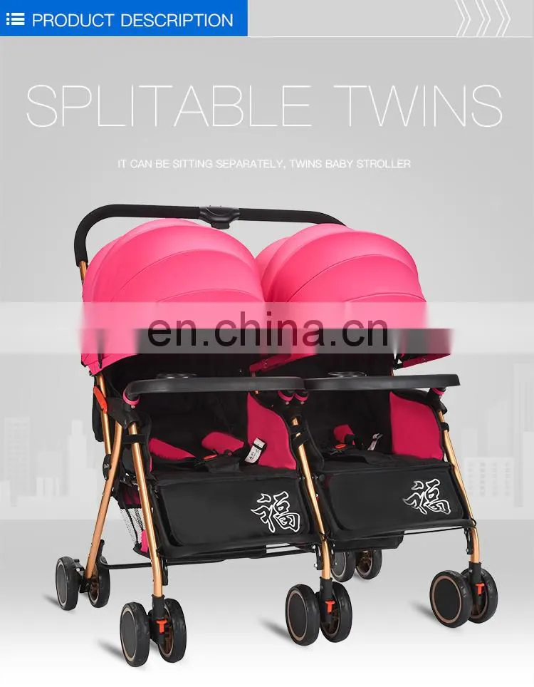 China New Folding Lightweight Double Pushchairs for Sale Cheap Jogging Double Stroller for Newborn Twins