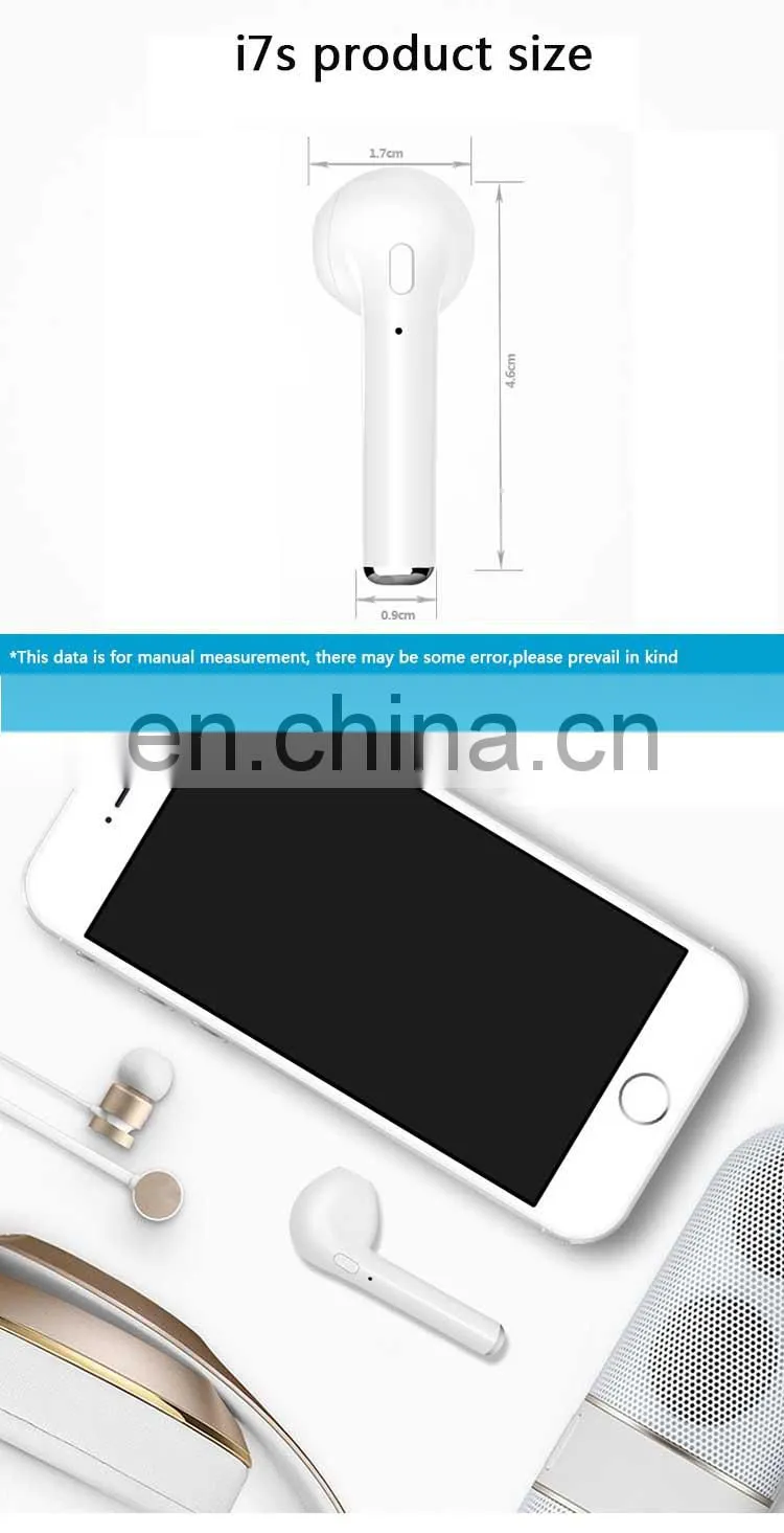 Free Sample with Custom Logo i7s TWS Headphone In Ear Wireless Earphone with Charging Box