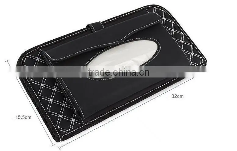 New Double-Deck Auto Car Visor CD/DVD Bag Storage Holder/Tissue Bag,Red+Black