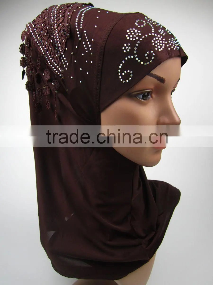 NEW 2016 spring islamic flower headscarf shawl fringe Applique HIJAB 12colors
