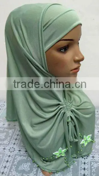 A569 Stylish islamic headscarf al amira square HEJAB pearl beaded flower two pieces MUSLIM HIJAB