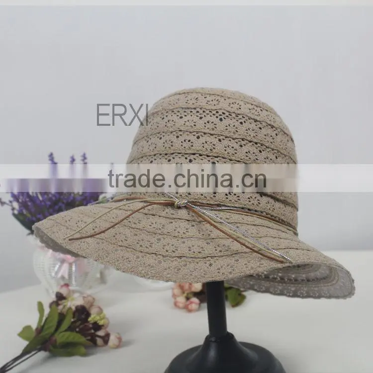 Newest Design Ladies Summer Sun Foldable Straw Hat Wholesale