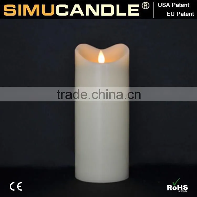led paraffin wax candle light with real moving flame for home decoration
