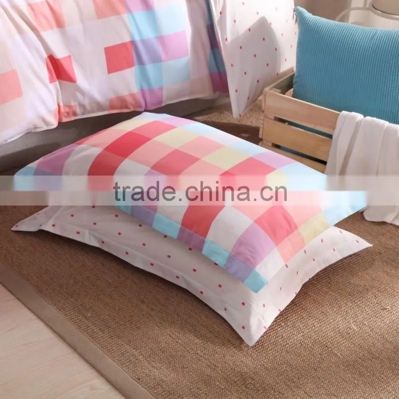 China manufacturer plaid pattern colorful print your own duvet cover vintage pillowcase single bed comforter set