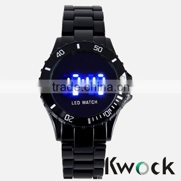 Men LED Waterproof Circular Silicone Sport Wrist Watch White