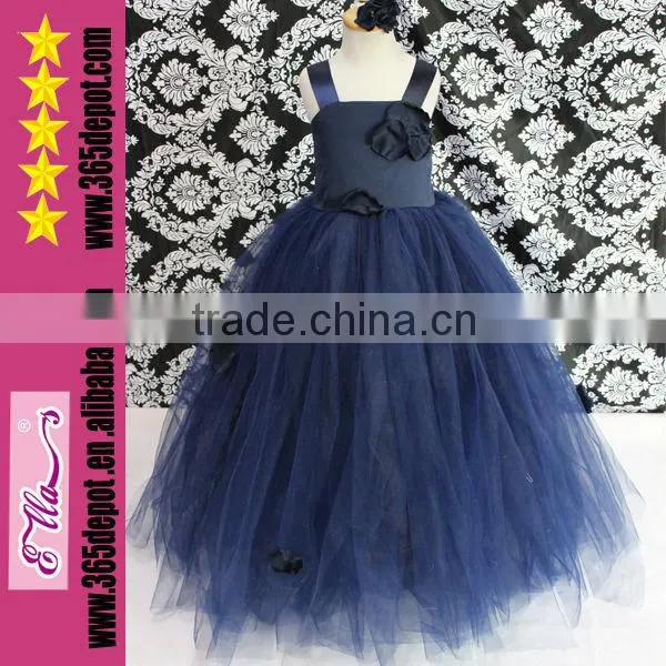 Dark Blue Romantic Applique Petal Child Evening Dresses Boutique Dress