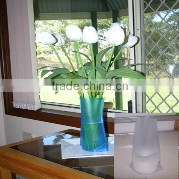 flower printing plastic pvc vase for flowers