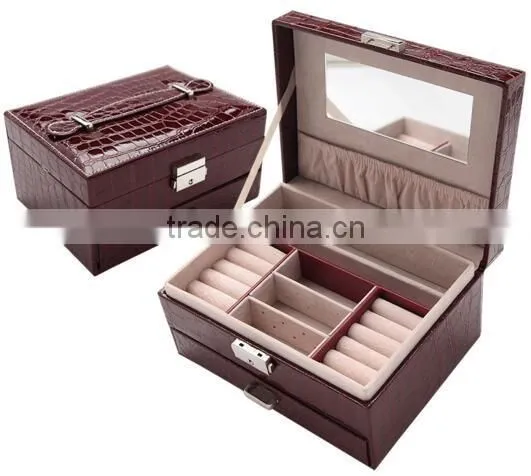High quality faux leather jewelry display storage box,makeup jewelry box,jewelry travel carrying case