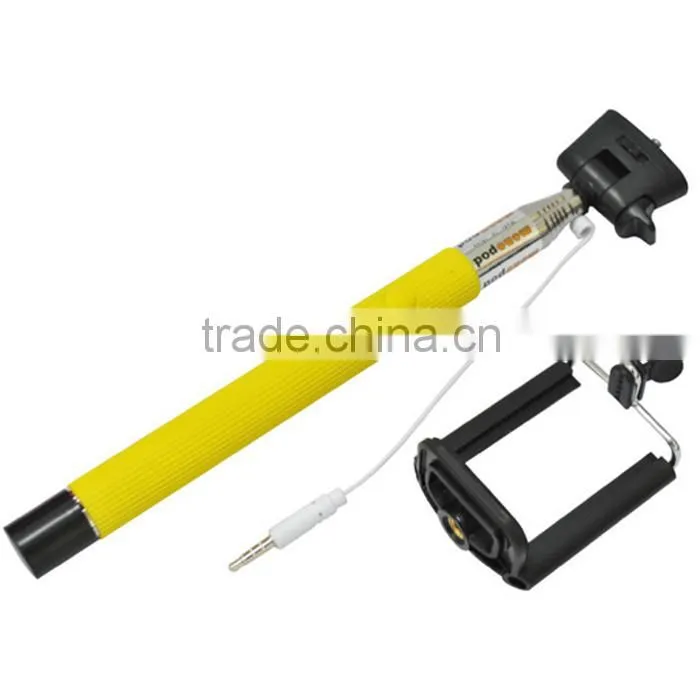 2015 new product monopod selfie stick with cable for mobile phone